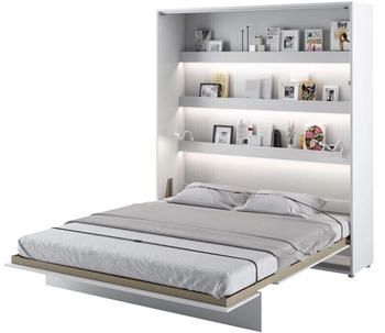 Meblini Bed Concept BC-13 180x200cm vertikal mit Matratze hochglanz-weiß/weiß