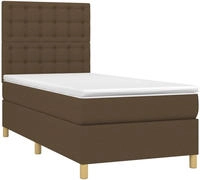 vidaXL Boxspringbett mit Matratze & LED Dunkelbraun 100x200 cm Stoff
