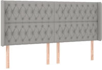 vidaXL Kopfteil mit Ohren Hellgrau 183x16x118/128 cm Stoff