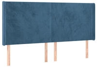 vidaXL Kopfteil mit Ohren Dunkelblau 203x16x118/128 cm Samt