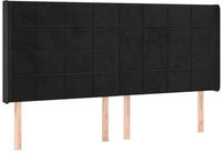vidaXL Kopfteil mit Ohren Schwarz 203x16x118/128 cm Samt