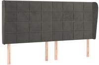 vidaXL Kopfteil mit Ohren Dunkelgrau 203x23x118/128 cm Samt