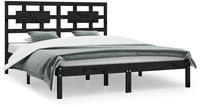 vidaXL Massivholzbett Schwarz Kiefer 200x200 cm