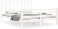 vidaXL Massivholzbett ohne Matratze Wei&szlig; 160x200 Kiefernholz