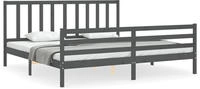 vidaXL Massivholzbett mit Kopfteil Grau 200x200 cm