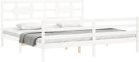 Massivholzbett Mit Kopfteil Wei&szlig; 200x200 Cm Vidaxl