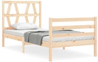 vidaXL Massivholzbett mit Kopfteil 90x200 cm