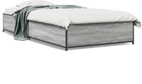 vidaXL Bettgestell Grau Sonoma 100x200 cm Holzwerkstoff und Metall