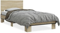 vidaXL Bettgestell Sonoma-Eiche 75x190 cm Holzwerkstoff und Metall
