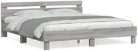 vidaXL Bettgestell mit Kopfteil Grau Sonoma 180x200 cm Holzwerkstoff