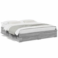 vidaXL Bettgestell mit Schubladen Grau Sonoma 180x200cm Holzwerkstoff