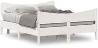 vidaXL Massivholzbett ohne Matratze Wei&szlig; 160x200 Kiefernholz