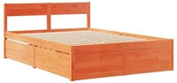 vidaXL Massivholzbett ohne Matratze Wachsbraun 120x190 cm Kiefernholz