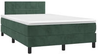 vidaXL Boxspringbett mit Matratze & LED Dunkelgr&uuml;n 120x200 cm Samt