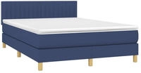 vidaXL Boxspringbett mit Matratze & LED Blau 140x200 cm Stoff