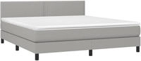 vidaXL Boxspringbett mit Matratze & LED Hellgrau 180x200 cm Stoff