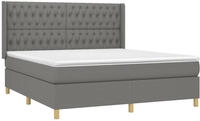 vidaXL Boxspringbett mit Matratze & LED Dunkelgrau 180x200 cm Stoff