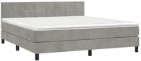 vidaXL Boxspringbett mit Matratze & LED Hellgrau 180x200 cm Samt