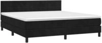 vidaXL Boxspringbett mit Matratze & LED Schwarz 180x200 cm Samt