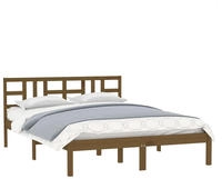 vidaXL Massivholzbett Honigbraun 200x200 cm