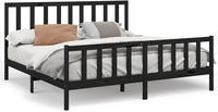 vidaXL Massivholzbett Schwarz Kiefer 200x200 cm