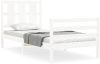 vidaXL Massivholzbett mit Kopfteil Wei&szlig; 90x200 cm