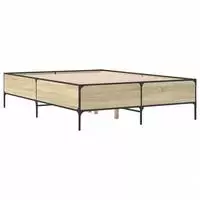 vidaXL Bettgestell Sonoma-Eiche 160x200 cm Holzwerkstoff und Metall