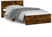 vidaXL Bettgestell mit Kopfteil R&auml;uchereiche 100x200 cm Holzwerkstoff
