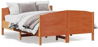 vidaXL Massivholzbett ohne Matratze Wachsbraun 140x190 cm Kiefernholz