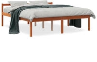 vidaXL Seniorenbett Wachsbraun 150x200 cm Massivholz Kiefer
