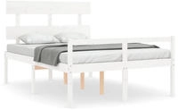 vidaXL Seniorenbett mit Kopfteil 120x200 cm Wei&szlig; Massivholz