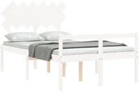vidaXL Seniorenbett mit Kopfteil 120x200 cm Wei&szlig; Massivholz