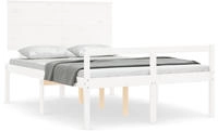 vidaXL Seniorenbett mit Kopfteil 140x200 cm Wei&szlig; Massivholz