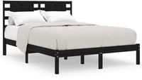 vidaXL Massivholzbett Schwarz Kiefer 200x200 cm