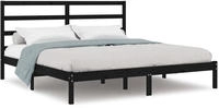 vidaXL Massivholzbett Schwarz Kiefer 200x200 cm
