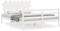 vidaXL Massivholzbett mit Kopfteil Wei&szlig; 140x190 cm