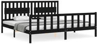 vidaXL Massivholzbett mit Kopfteil Schwarz 200x200 cm