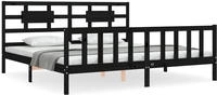 Massivholzbett Mit Kopfteil Schwarz 200x200 Cm Vidaxl