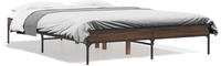 vidaXL Bettgestell Braun Eichen-Optik 135x190 cm Holzwerkstoff Metall