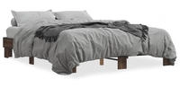vidaXL Bettgestell Braun Eichen-Optik 150x200 cm Holzwerkstoff Metall