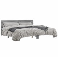 vidaXL Bettgestell Grau Sonoma 200x200 cm Holzwerkstoff und Metall