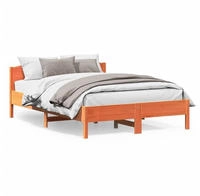 vidaXL Massivholzbett ohne Matratze Wachsbraun 140x200 cm Kiefernholz