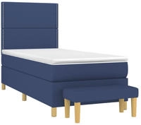 vidaXL Boxspringbett mit Matratze Blau 90x200 cm Stoff