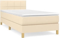 vidaXL Boxspringbett mit Matratze Creme 90x200 cm Stoff