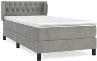 vidaXL Boxspringbett mit Matratze Hellgrau 90x200 cm Samt