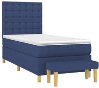 vidaXL Boxspringbett mit Matratze Blau 90x200 cm Stoff
