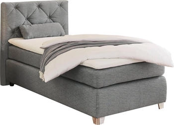 Jockenhöfer Boxspringbett mit Topper und Zierkissen 90x200cm grau-anthrazit 142/09 Jockenhöfer Boxspringbett mit Topper und Zierkissen 90x200cm grau-anthrazit 142/09