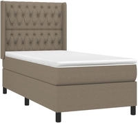 vidaXL Boxspringbett mit Matratze Taupe 90x200 cm Stoff