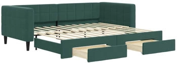 vidaXL Tagesbett Ausziehbar mit Schubladen Dunkelgrün 90x200 cm Sam (3196741)