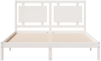 vidaXL Bett Massivholzbett Extra Lang ohne Matratze Weiß 160x220 cm (3309204)